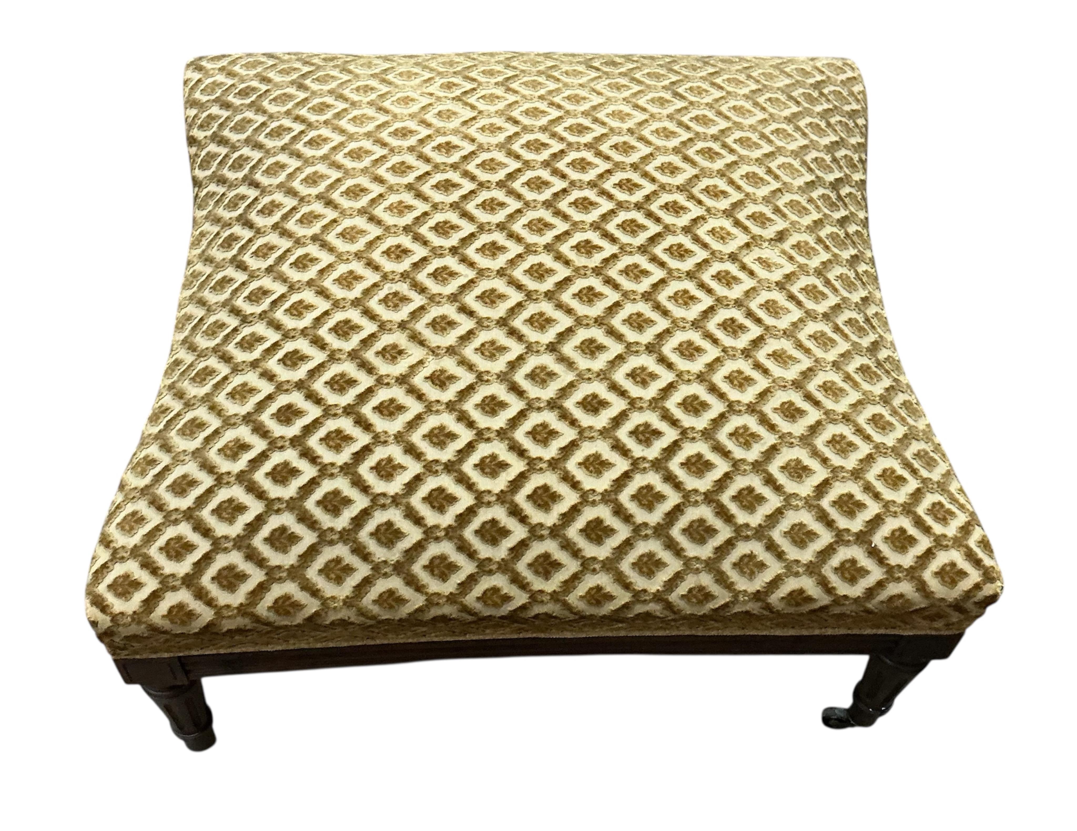 An early 20th century French walnut stool, width 68cm, height 38cm